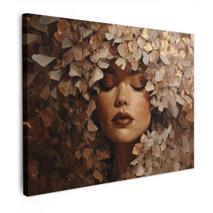 Канава, Абстрактен, Декоративен, Всекидневна, Кухня, Модерно изкуство, Декорация за стена Златен 80x60 см