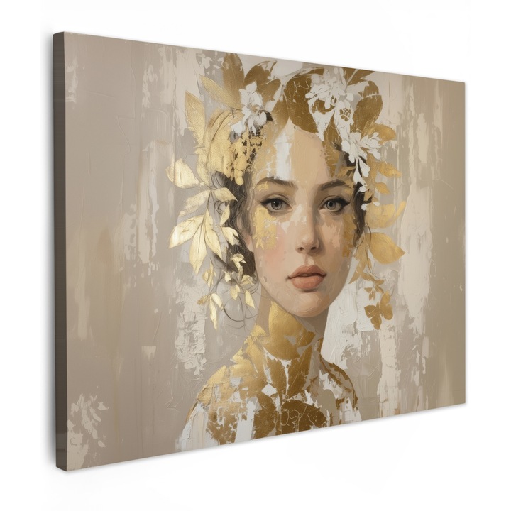 Канава картина, абстрактна, декоративна, всекидневна, кухня, модерно изкуство, декорация на стени бежова 80x60 см