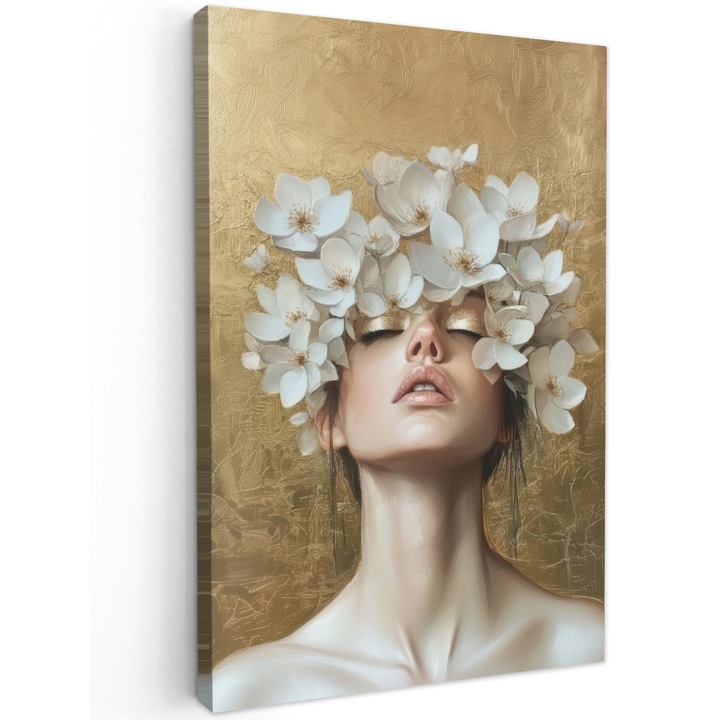 Tablou Canvas, Abstract, Decorative, Living, Bucatarie, Modern Art, Decorarea peretilor Auriu 60x90 cm