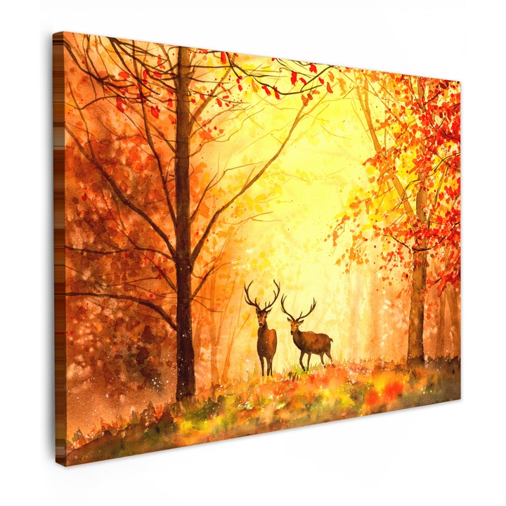 Канава, Абстракт, Декоративен, Хол, Кухня, Модерно Изкуство, Декорация на стени Оранжев 80x60 см