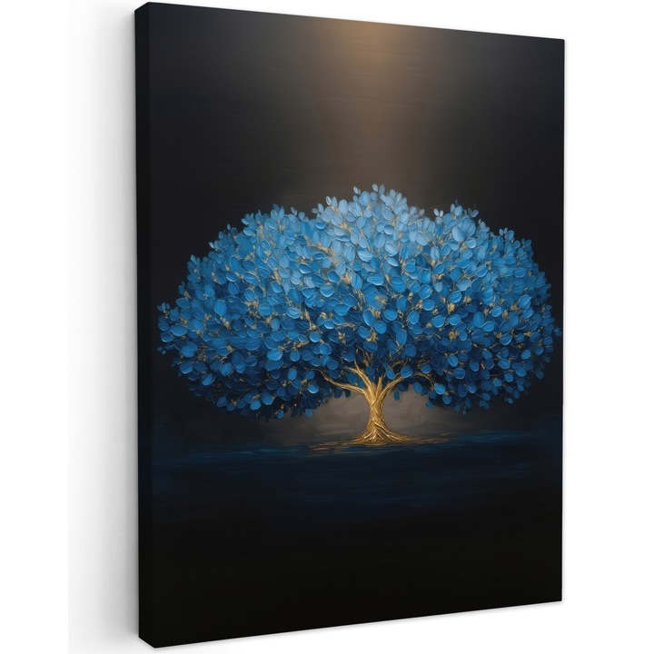 Канава, Абстракт, Декоративен, Хол, Кухня, Модерно изкуство, Декорация на стени Синьо 60x80 см