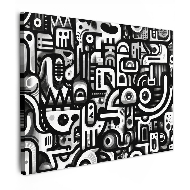 Канава, Абстракт, Декоративен, Всекидневна, Кухня, Модерно изкуство, Декорация на стени, Черен 80x60 см