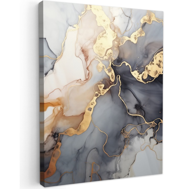 Канава, Абстрактен, Декоративен, Всекидневна, Кухня, Модерно изкуство, Декорация на стени Тъмно сиво 60x80 см