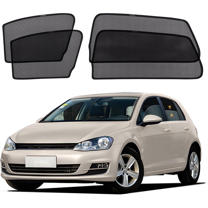 Set parasolare auto VW Golf VII 2013-2020, 4 piese, protectie UV, montaj magnetic