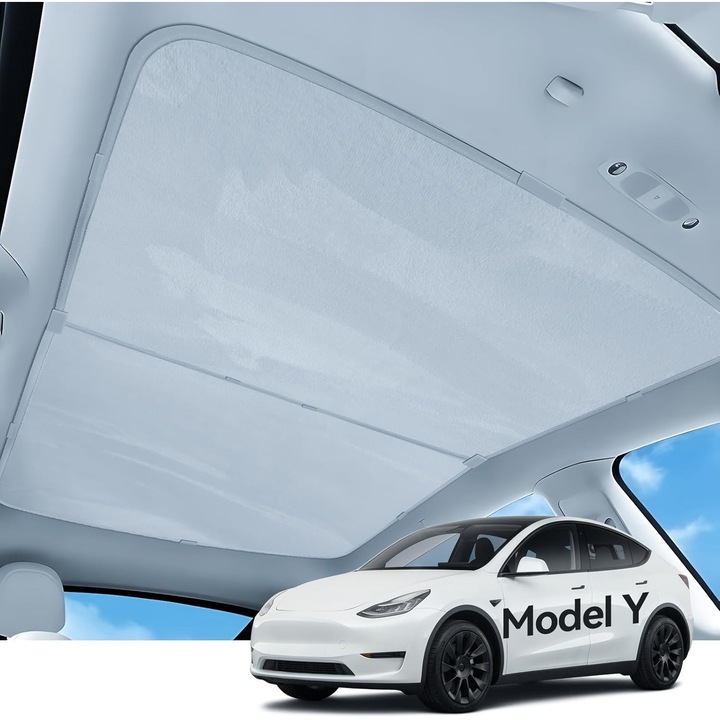 Сенник за кола, Tesla Model Y 2020-2024, велур, анти-UV, безпроблемен монтаж