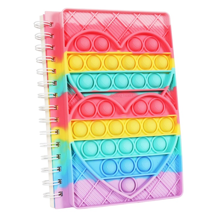 Szenzoros füzet A5 Pop It Szívek, 50 oldal, 100g papír, Interaktív design