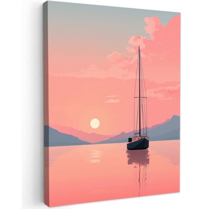 Канава картина, Абстрактна, Декоративна, Всекидневна, Кухня, Модерно изкуство, Декорация на стени Розова 60x80 см