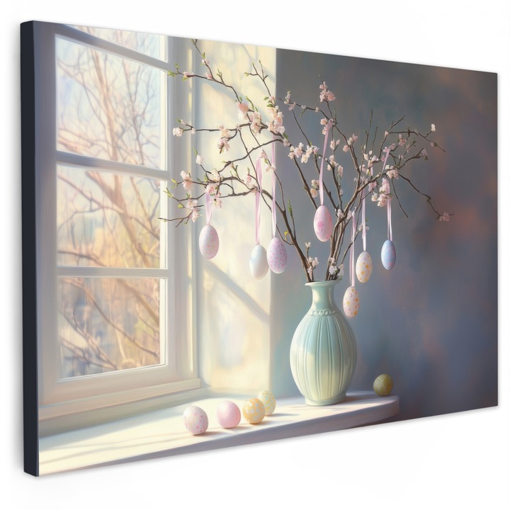 Tablou Canvas, Abstract, Decorative, Living, Bucatarie, Modern Art, Decorarea peretilor Albastru deschis 90x60 cm