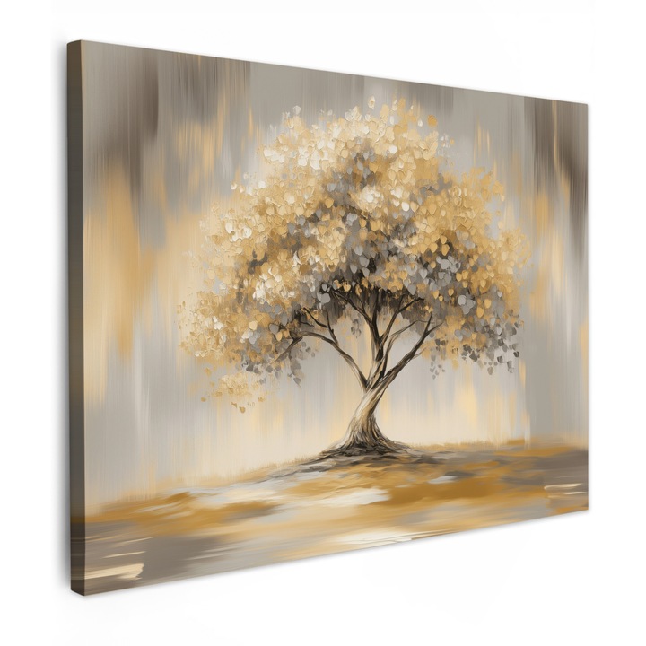 Канава, Абстракт, Декоративен, Хол, Кухня, Модерно изкуство, Декорация за стена Бежов 40x30 см