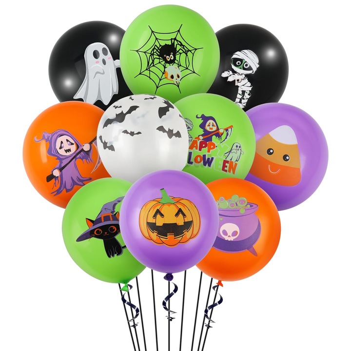 Zestaw 30 baloane decorative Halloween, portocalii, 30 cm