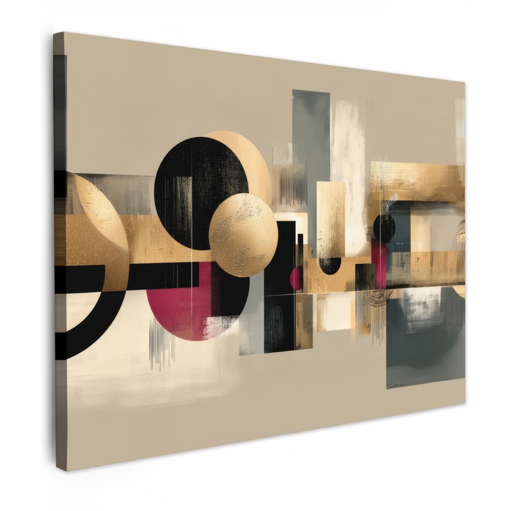 Канава, Абстракт, Декоративен, Всекидневна, Кухня, Модерно изкуство, Декорация на стени Бежов 40x30 см