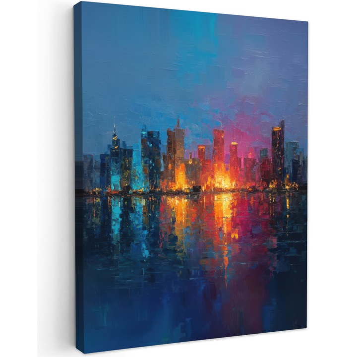 Канава картина, абстрактна, декоративна, за всекидневна, кухня, модерно изкуство, декорация на стена синя 60x80 см