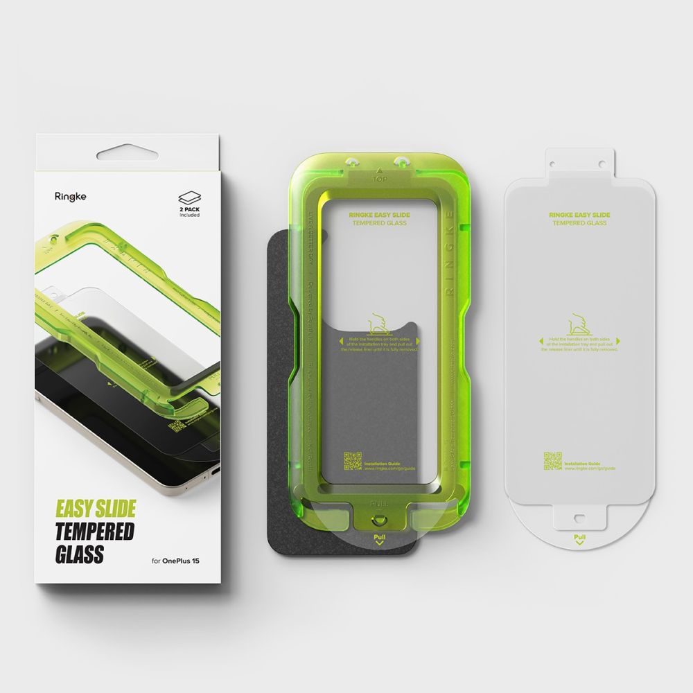 Set 2 folii sticla securizata Ringke Easy Slide, Set montare inclus, compatibile cu OnePlus 15, Transparent