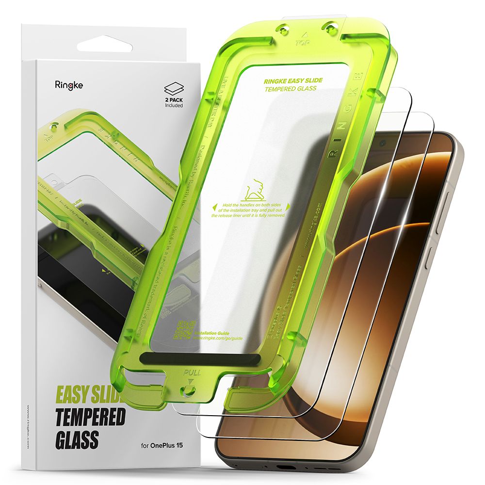 Set 2 folii sticla securizata Ringke Easy Slide, Set montare inclus, compatibile cu OnePlus 15, Transparent