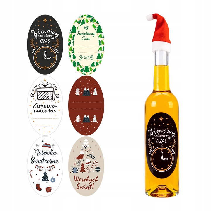 Set Sticla Fenice 350 Ml Cu Dop De Pluta + Capacul Lui Mos Craciun + Eticheta De Craciun