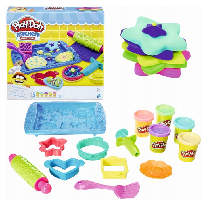 Set Play-Doh Kitchen Creations, 5 cuburi, 280g, 24x22x7cm, multicolor