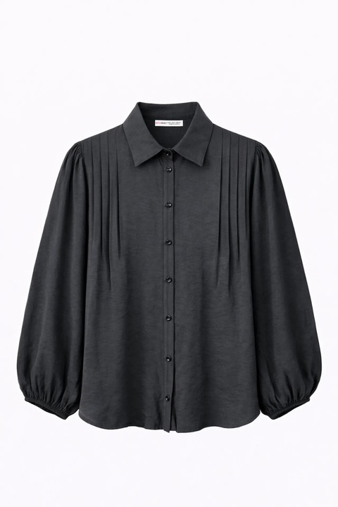 Camasa dama, Mixray, texturata, negru, textil