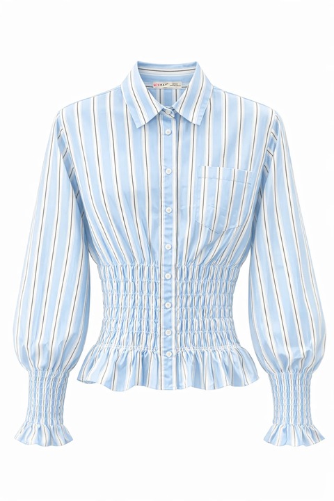 Camasi dama, Mixray, camasa cu nasturi, elastic, albastru, textil