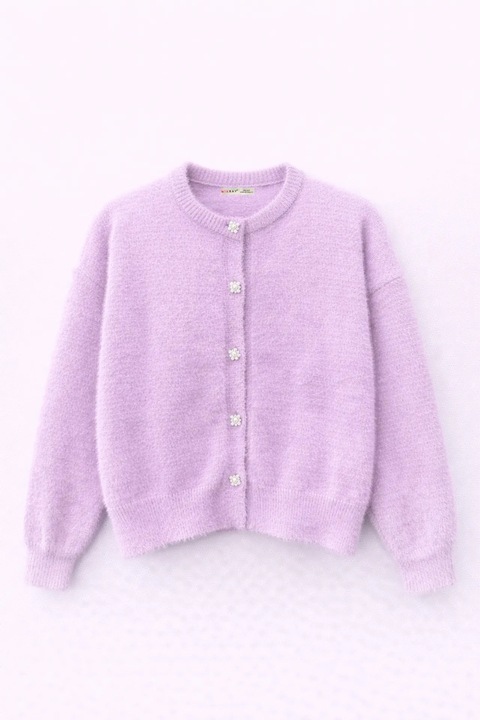 Cardigan Femei, Mixray, Texturat Supradimensionat, Poliester, Violet, One Size