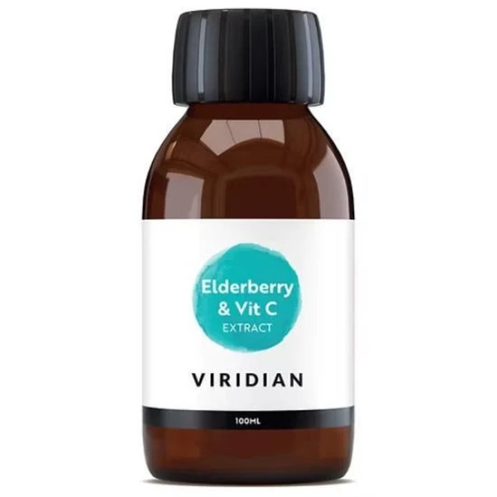Extract biologic de soc negru și Vitamina C, Viridian, 100ml, fără zahăr, pentru sistemul imunitar