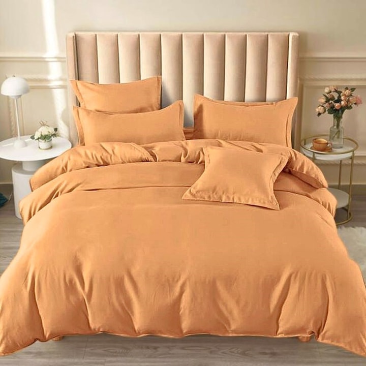 Cearceaf pentru pilota Kotonia Home, 100% bumbac, ranforce color uni, 200x220 cm, cacao