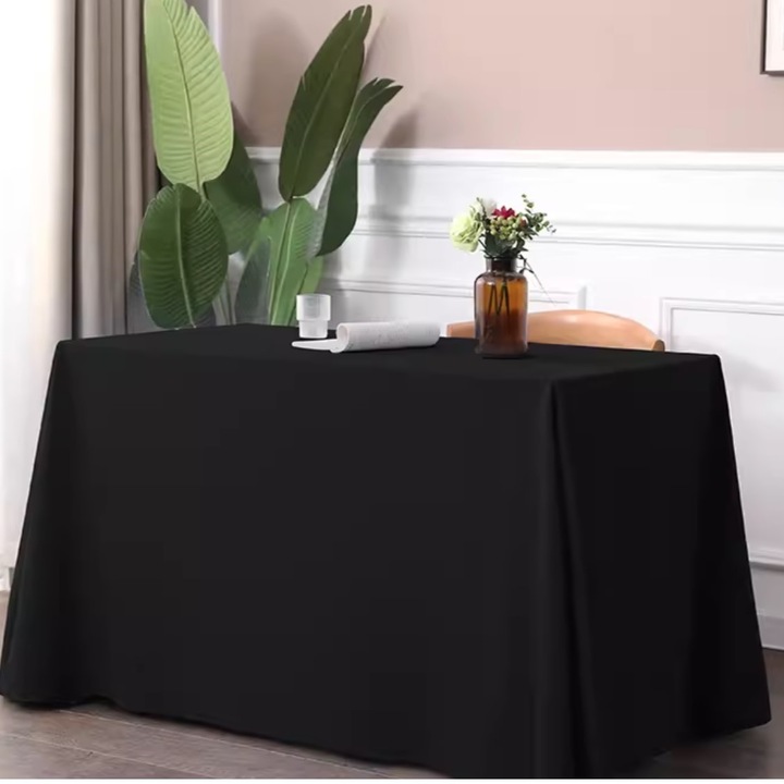 Fata de masa Kotonia Home - 180x300 cm, Damasc Saten DeLux, 100% bumbac, negru