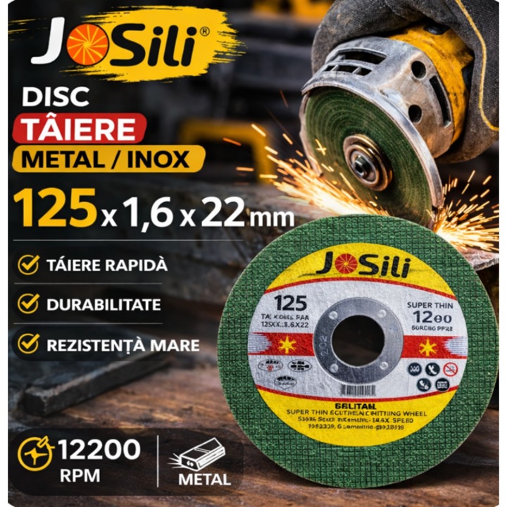 ( 5 BUC ) Disc taiere metal / inox pentru flex 125 x 1.6 x 22 mm, 12200 RPM