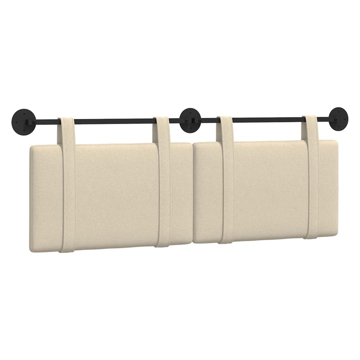 Cap de pat suspendat vidaXL, Pe perete Crem 130 x 55 x 5 cm tesatura