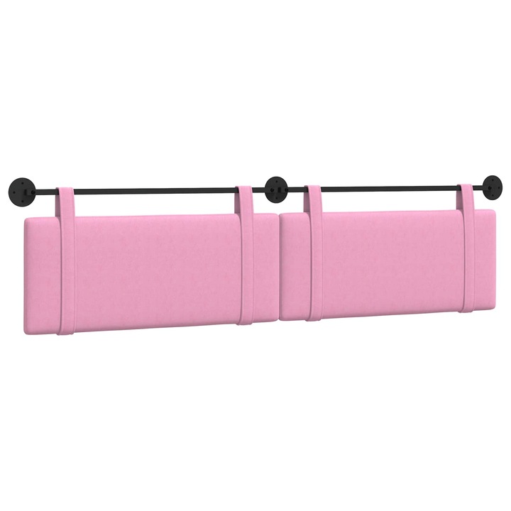 Cap de pat suspendat vidaXL, Pe perete Roz 210 x 55 x 5 cm tesatura