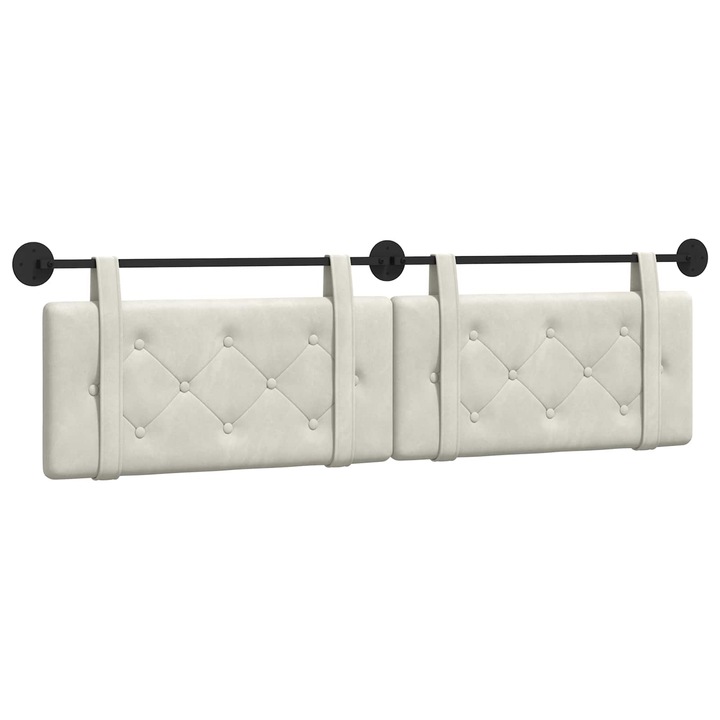 Cap de pat suspendat vidaXL, Pe perete Crem 190 x 55 x 5 cm Catifea