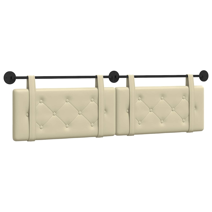 Cap de pat suspendat vidaXL, Crem 190 x 55 x 5 cm Piele artificiala