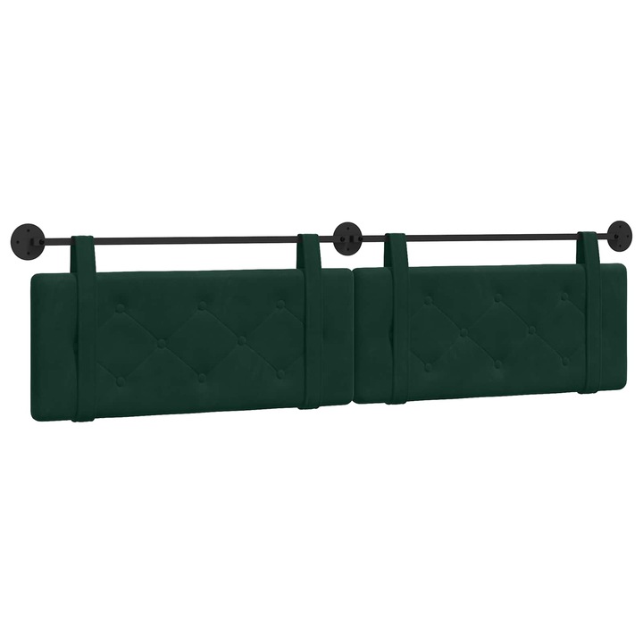 Cap de pat suspendat vidaXL, Verde inchis 210 x 55 x 5 cm Catifea