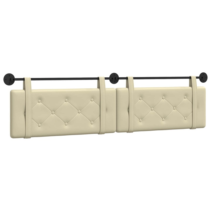 Cap de pat suspendat vidaXL, Crem 210 x 55 x 5 cm Piele artificiala