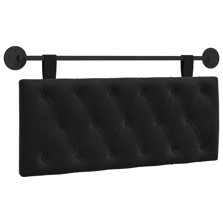 Cap de pat suspendat vidaXL, Pe perete Negru 110 x 55 x 7 cm Catifea