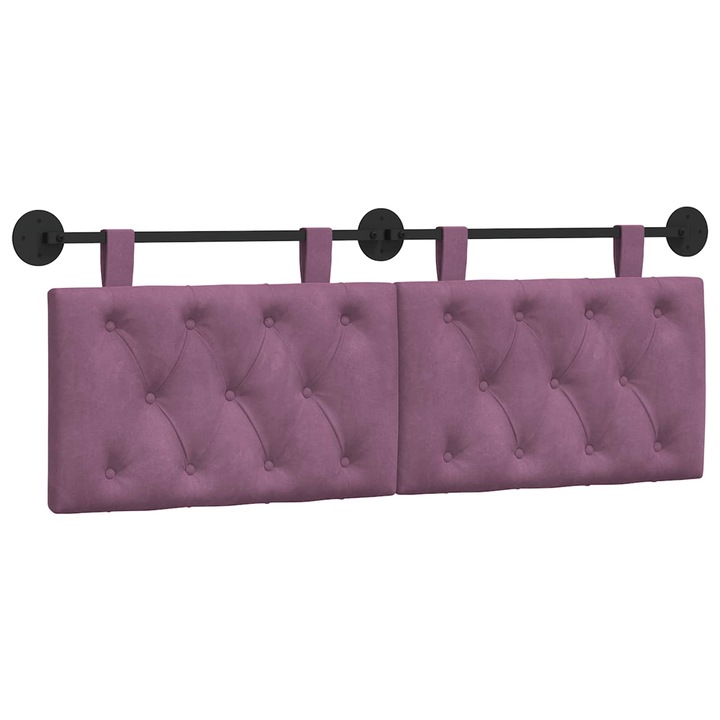 Cap de pat suspendat vidaXL, Pe perete Violet 130 x 55 x 7 cm Catifea