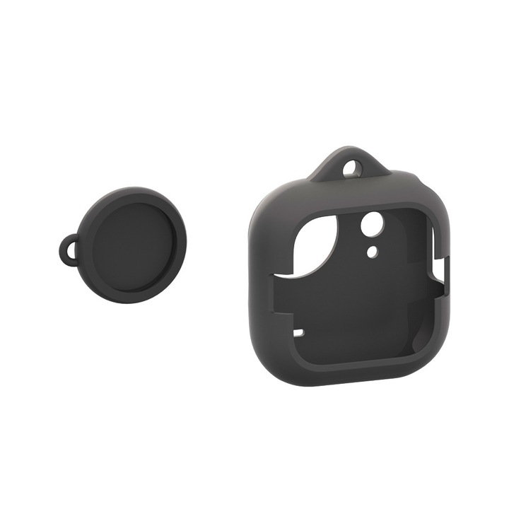 Husa de Protectie din silicon pentru camera video sport Insta 360 Go Ultra impreuna cu capac de protectie Lentila, Negru