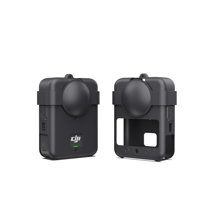 Силиконов защитен калъф за спортна камера DJI Osmo 360, заедно със защитна капачка за обектива и връзка, черен