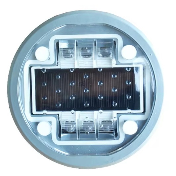 LED соларна лампа тип Solar Road Stud Heavy Duty, вграден монтаж, соларен панел 5V, устойчивост 40 тона, видимост 1000 м, за алеи, двор, път