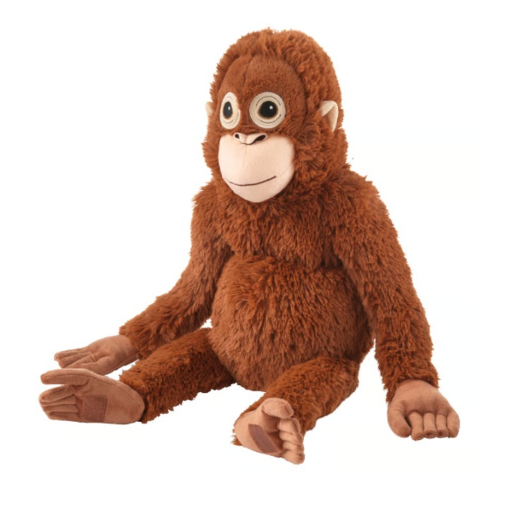 Плюшена играчка орангутан 60 см, меко диво животно, велкро за катерене, кафяво, рециклирани материали