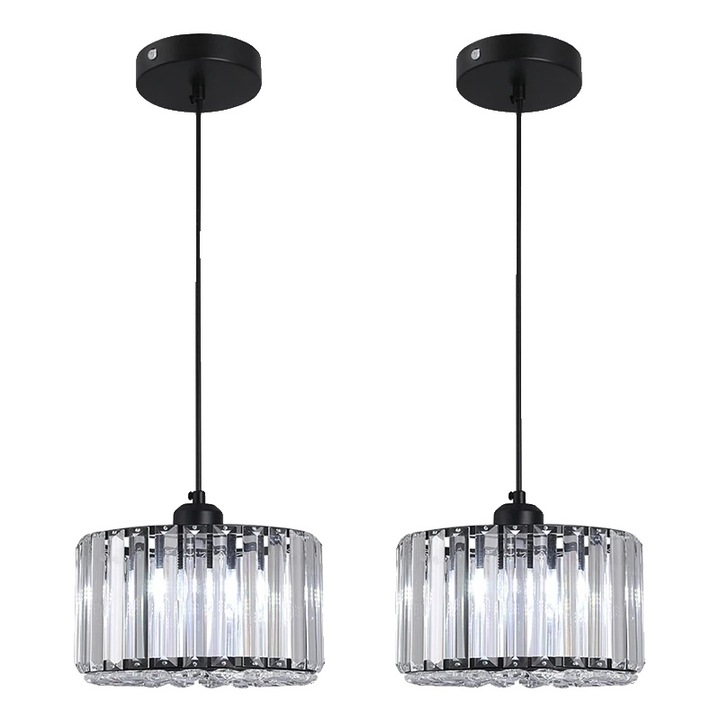 Модерен полилей, 2 черни крушки, универсално осветление, размер 5x15м