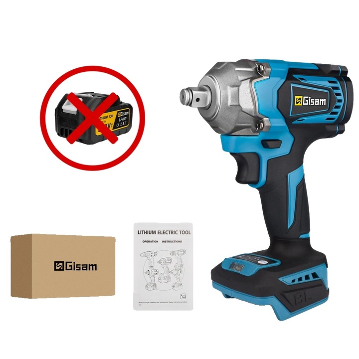 Cheie de impact electrica, 1200 N.M, compatibila cu baterii 18V, fara baterie si priza