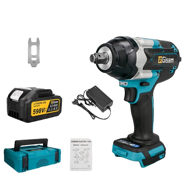 Cheie cu impact electric, 1800 Nm, motor fara perii, 1 acumulator, cutie plastic