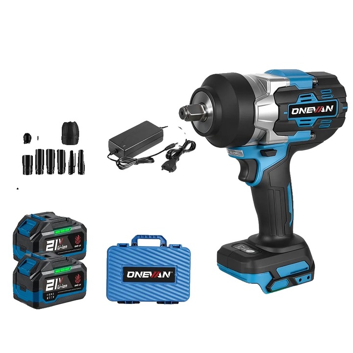 Cheie de impact electrica, 2800N.M cu motor fara perii, 2 baterii mari, 4.2 KG