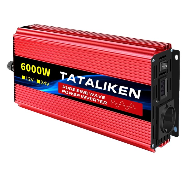 Inverter DC/AC, 6000W, 24V, LED, protectie suprasarcina, 50HZ