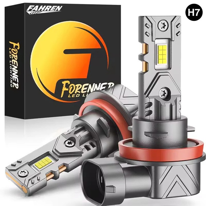 Becuri LED Auto H7 21000LM – Set 2 Becuri LED Super Bright pentru Faruri, 6000K Alb Rece, Plug & Play