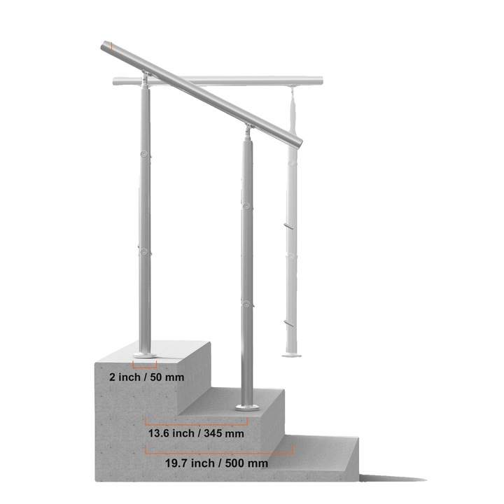 Balustrada pentru scara exterioara, inox, inaltime ajustabila, 1800x1060mm, tip 6