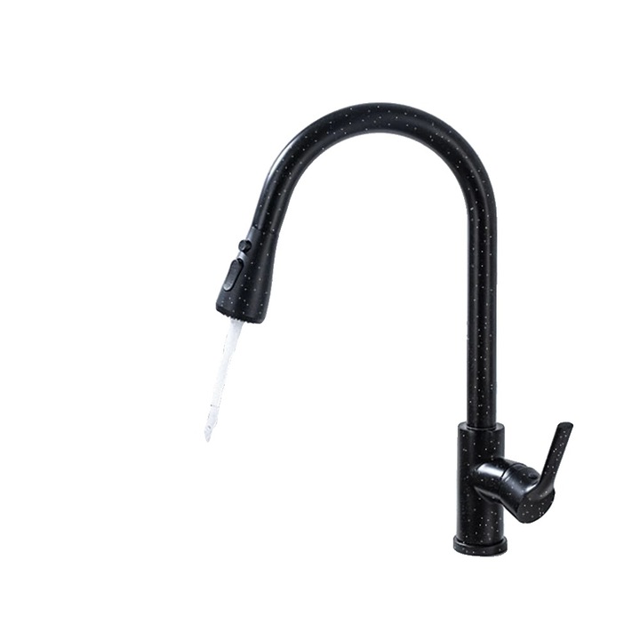 Csaptelep, 04043PBWM, többféle szórásmód, rozsdamentes acél konstrukció, fekete, munkalapra szerelhető