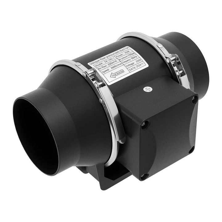 Ventilator de evacuare, negru, 10 cm, 220 V, 220 m/h, 2600 RPM, IPX2