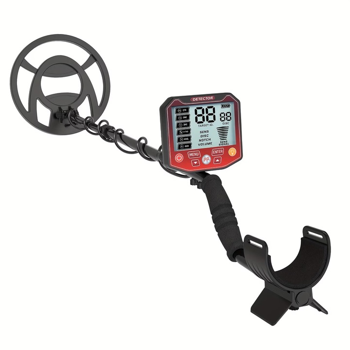 Detector de metale profesional FEIKE GT972, LCD, Pinpoint, Negru-Rosu, Factura pentru Politie