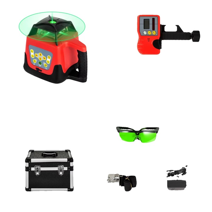 Forgó lézeres szintező, Zöld sugár 2, önszintező, 500m mérési távolság, zöld szín, IP54